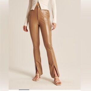 Abercrombie + Fitch Skinny Ultra High Rise Faux Leather Split Hem Pants